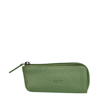 Alef Braemar Leather Coin Wallet with Key Ring (Pale Green)