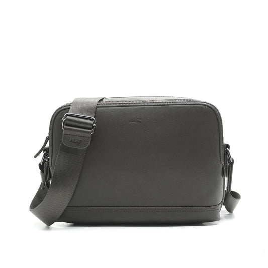 Alef Ridley Men's Leather Crossbody Shoulder Bag (Taupe)