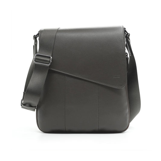 Alef Ridley Men's Leather Crossbody Shoulder Bag with Flap (Taupe)