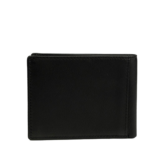 Alef Surrey Bifold Leather Mini Wallet with Card Window and Coin Compartment (Black)