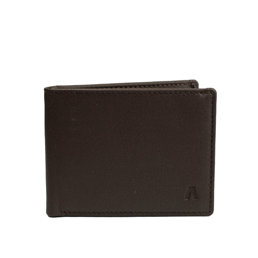 Alef Surrey Bifold Leather Mini Wallet with Card Window and Coin Compartment (Cognac)