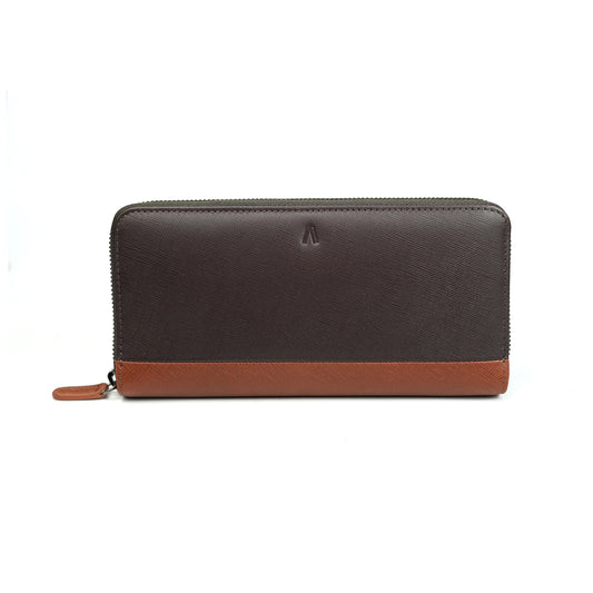 Alef Tokyo Long Leather Wallet with RFID-Protection (Brown/Cafe)