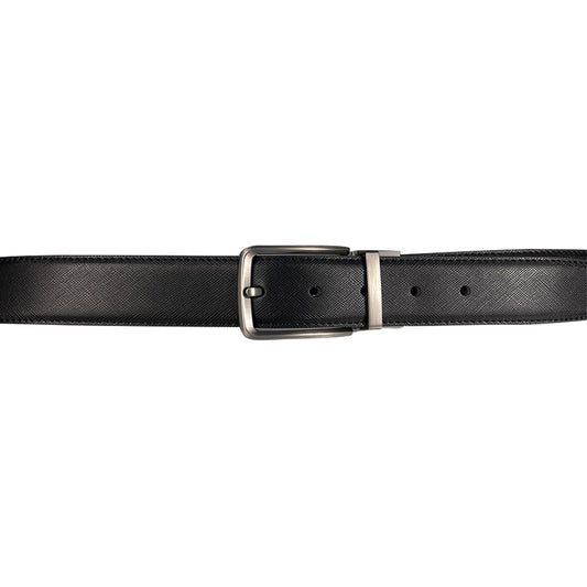 Alef Grange Men's Pin Buckle Reversible 35mm Slim Leather Belt (Black /Brown)