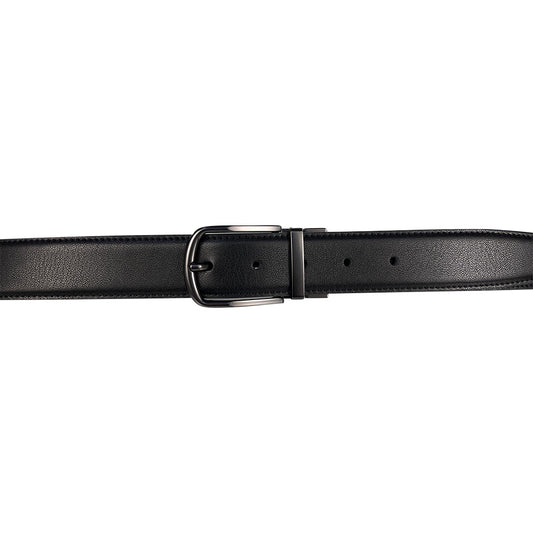 Alef Grange Men's Pin Buckle Reversible 35mm Slim Leather Belt (Black /Navy)