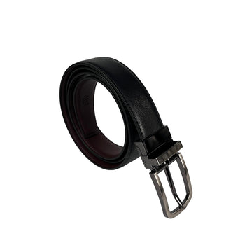 Alef Grange Men's Pin Buckle Reversible 30mm Slim Leather Belt (Black / Brown)