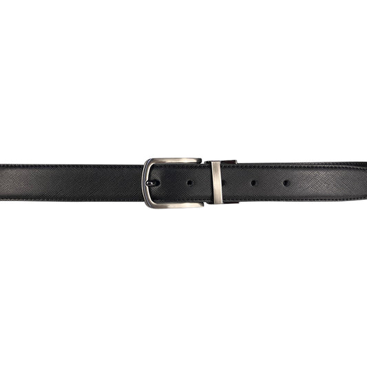 Alef Grange Men's Pin Buckle Reversible 30mm Slim Leather Belt (Black / Brown)