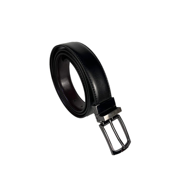 Alef Grange Men's Pin Buckle Reversible 30mm Slim Leather Belt (Black / Brown)