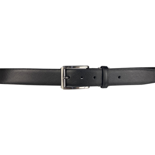 Alef Scott Pin Buckle 35mm Men's Leather Belt (Black)