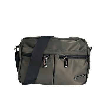 Alef Landon Men's Lightweight Water-Resistant Nylon Messenger Bag With Adjustable Sling (Grey)