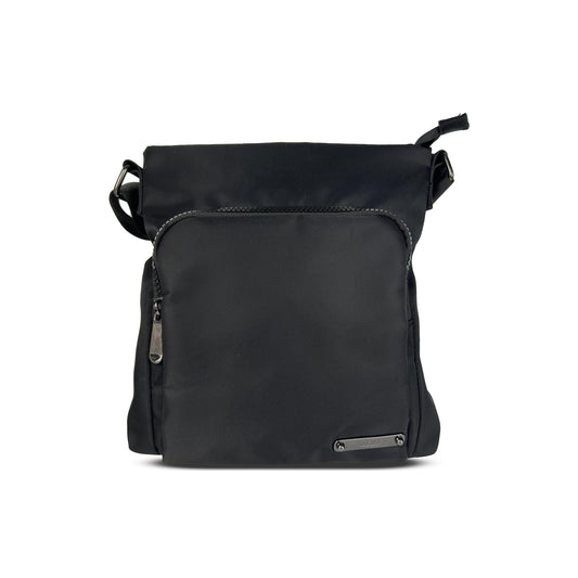 Alef Landon Men's Lightweight Water-Resistant Nylon Shoulder Sling Bag (Black)