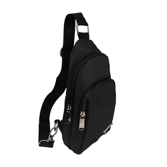 Alef Landon Men's Lightweight Water-Resistant Nylon  Crossbody Chest Bag (Black)