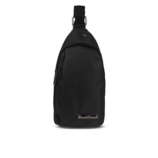 Alef Landon Men's Lightweight Water-Resistant Nylon Crossbody Chest Bag (Black)