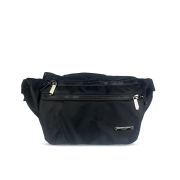 Alef Landon Lightweight Water-Resistant Nylon Crossbody Chest Bag / Waist Pouch (Black)