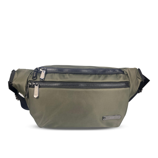 Alef Landon Men's Lightweight Water-Resistant Nylon Crossbody Chest Bag / Waist Pouch (Green)