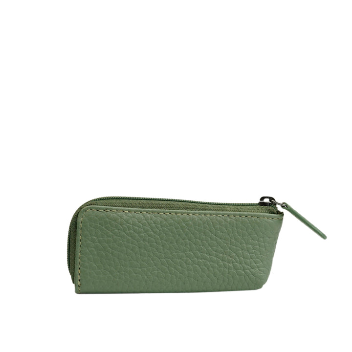 Alef Braemar Leather Coin Pouch with Key Ring (Pale Green)
