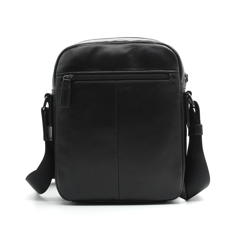 Alef Ridley Men's  Leather Crossbody Shoulder Bag (Black)