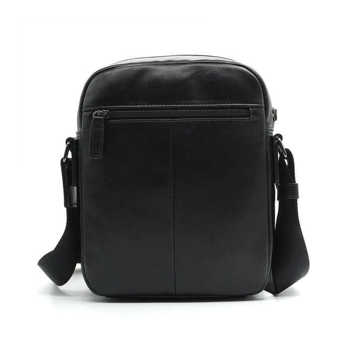 Alef Ridley Men's  Leather Crossbody Shoulder Bag (Black)