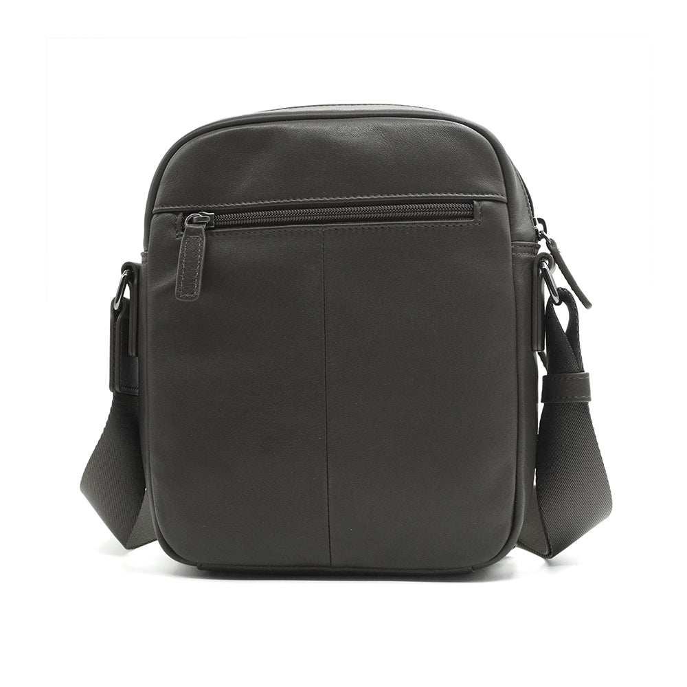 Alef Ridley Men's  Leather Crossbody Shoulder Bag (Taupe)