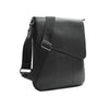 Alef Ridley Men's  Leather Shoulder Bag with Flap (Black)