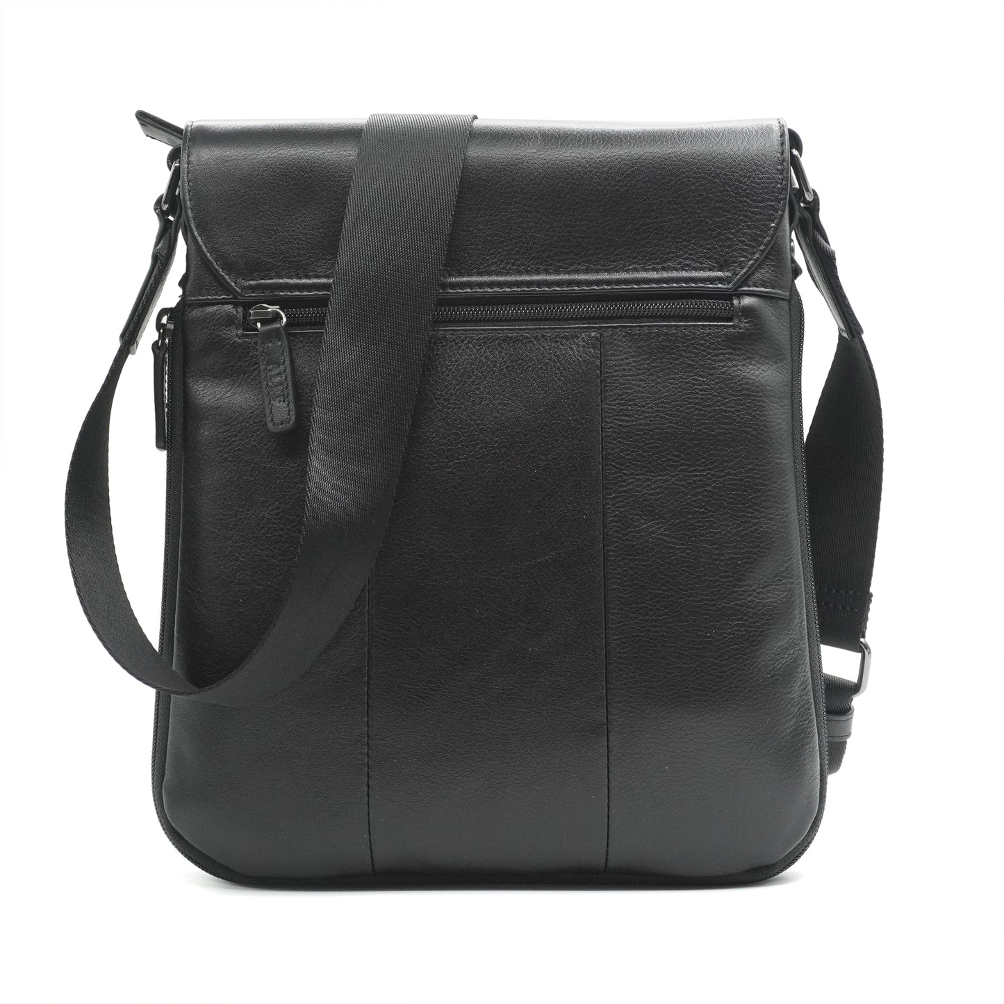 Alef Ridley Men's  Leather Shoulder Bag with Flap (Black)