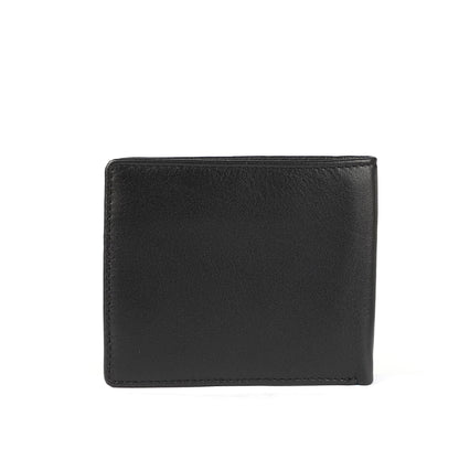 Alef  Andrew RFID Protected Full Grain Leather Men's Slim Bifold Leather Wallet with Card Window (Black)