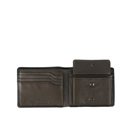Alef Andrew RFID Protected Full Grain Leather Men's Slim Bifold Wallet with Coin Pouch (Black)