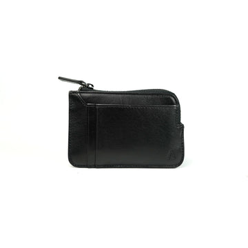 Alef Andrew Leather Coin Pouch with Key Ring (Black)