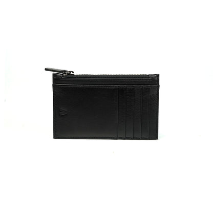 Alef Andrew RFID-Protected Zippered Leather Cardholder (Black)