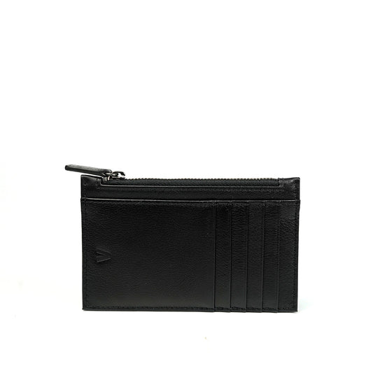 Alef Andrew RFID-Protected Zippered Leather Card Holder (Black)