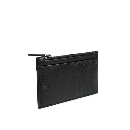 Alef Andrew RFID-Protected Zippered Leather Cardholder (Black)