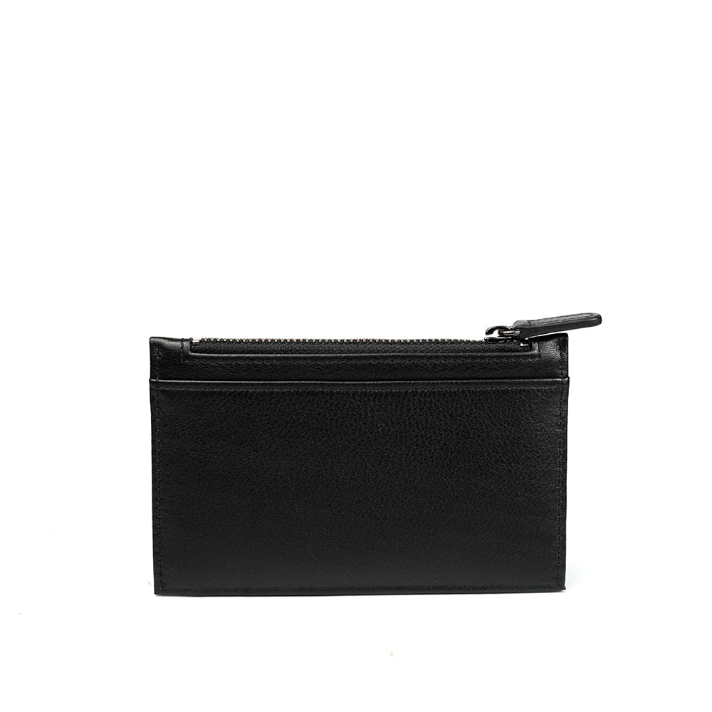 Alef Andrew RFID-Protected Zippered Leather Card Holder (Black)