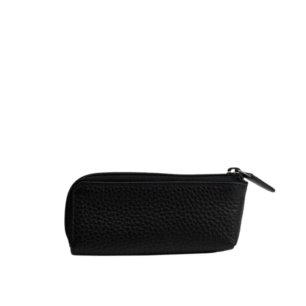 Alef Braemar Leather Coin Pouch with Key Ring (Black)