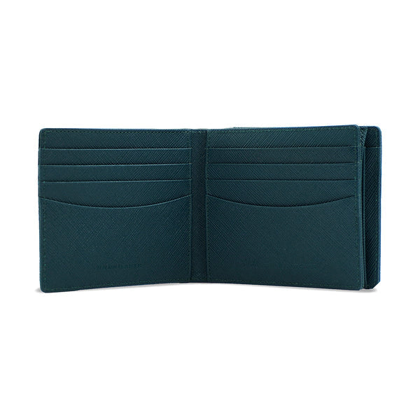 Alef Camden Bifold RFID Protected Italian Leather with Centre Flap and Coin Compartment (Dark Green)
