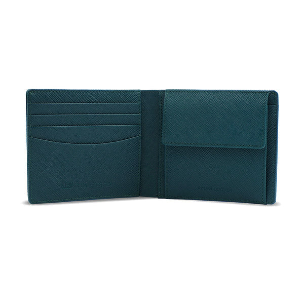 Alef Camden Bifold RFID Protected Italian Leather Wallet with Card Slot and Coin Compartment (Dark Green)