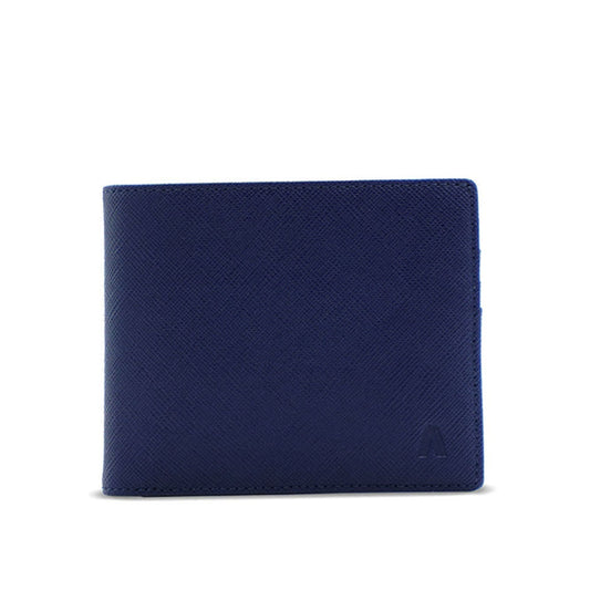 Alef Camden Bifold RFID Protected Italian Leather Wallet with Card (Navy)