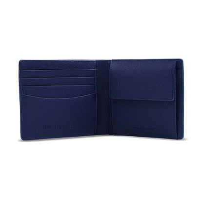 Alef Camden Bifold RFID Protected Italian Leather with Card Slot and Coin Compartment (Navy)