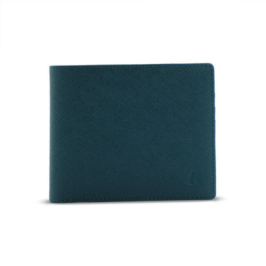 Alef Camden Bifold RFID Protected Italian Leather Wallet with Card Slot and Coin Compartment (Dark Green)