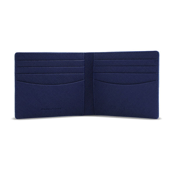 Alef Camden Bifold RFID Protected Italian Leather Wallet with Card (Navy)