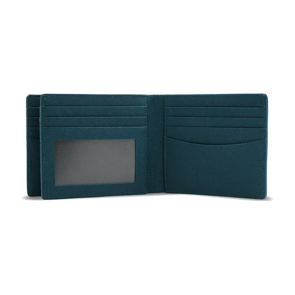 Alef Camden Bifold RFID Protected Italian Leather Wallet with Centre Flap (Dark Green)