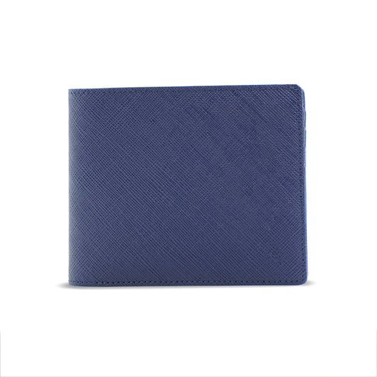 Alef Camden Bifold RFID Leather Wallet with Centre Flap and Card Window ( Navy)
