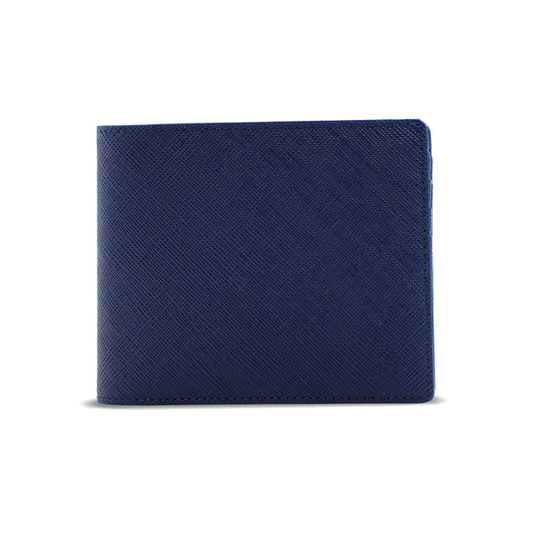 Alef Camden Bifold RFID Protected Italian Leather Wallet with Centre Flap and Card Window ( Navy)