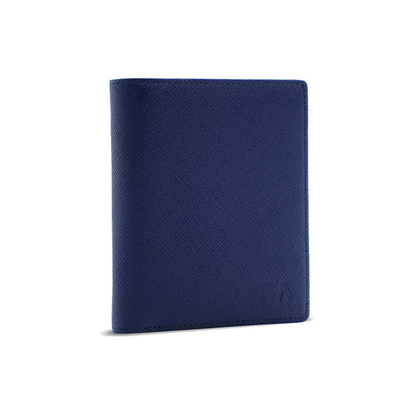 Alef Camden Bifold RFID Protected Italian Leather Wallet with Card Slots (Navy)