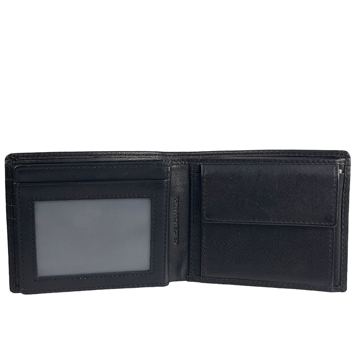 Alef Crosby Bifold Leather Men's Wallet with Card Window Flap and with RFID Protection (Black)