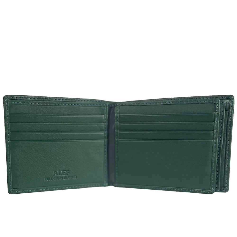 Alef Crosby Bifold Leather Men's Wallet with Card Window Flap and with RFID Protection (Black)