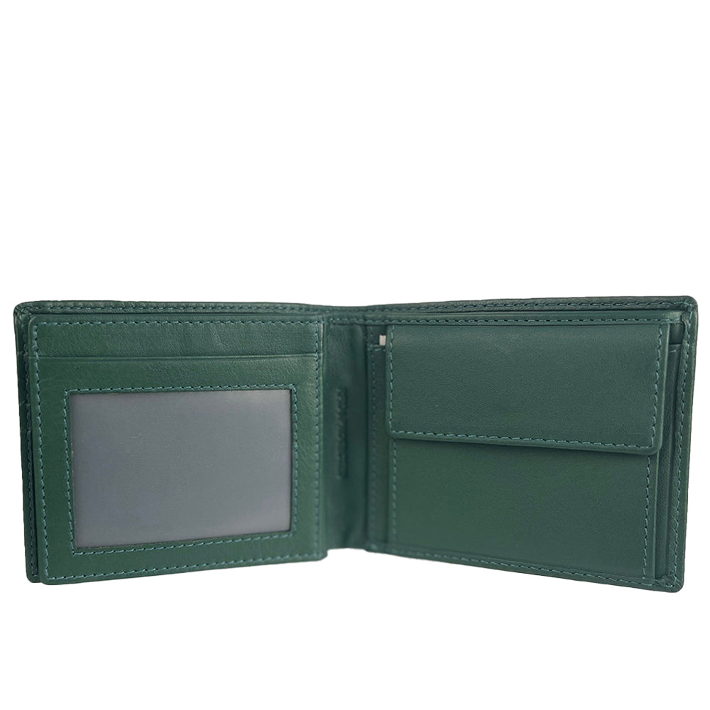 Alef Crosby Bifold Leather Men's Wallet with Card Window Flap and with RFID Protection (Black)
