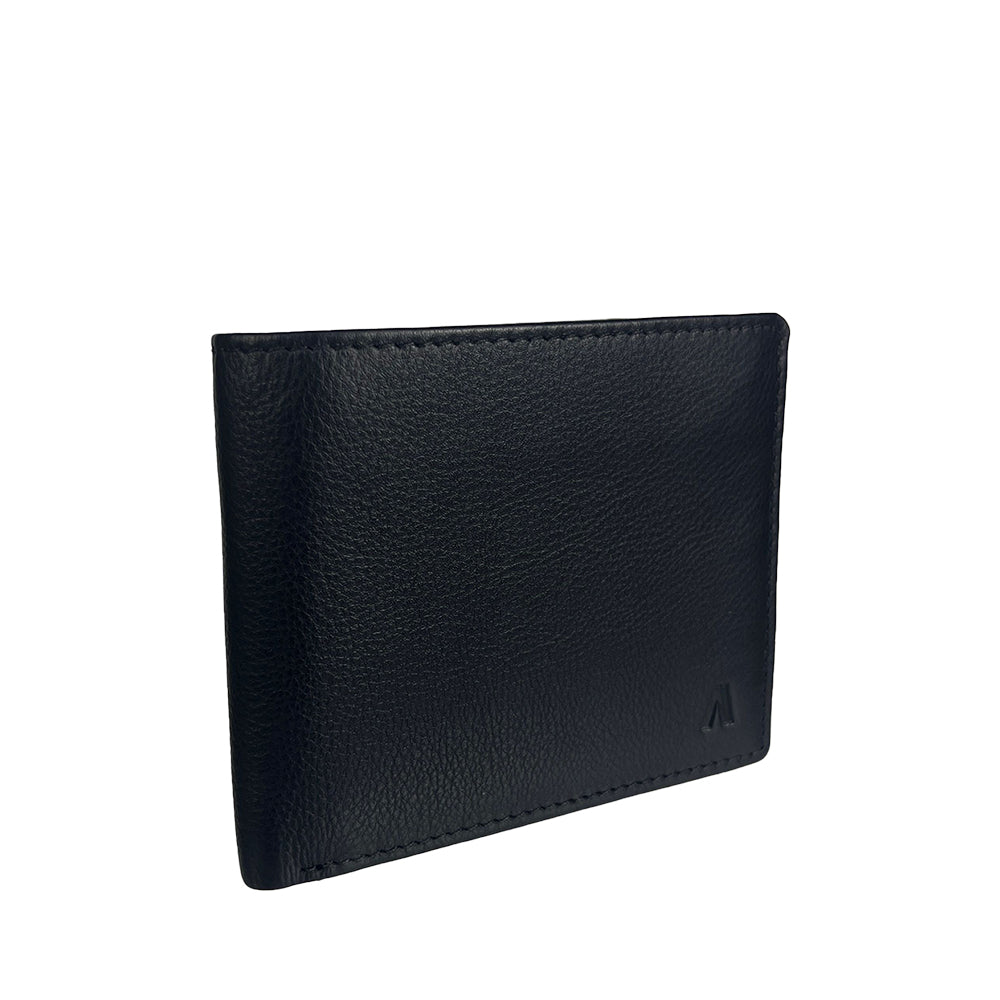 Alef Crosby Bifold Leather Wallet Card Window with RFID Protection (Black)