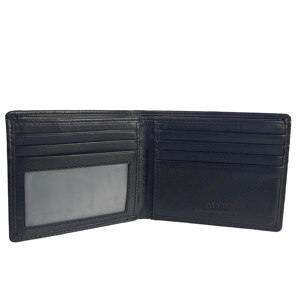 Alef Crosby Bifold Leather Wallet Card Window with RFID Protection (Black)