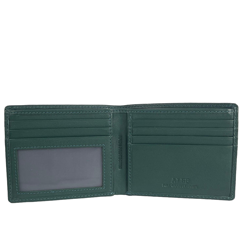 Alef Crosby Bifold Leather Wallet Card Window with RFID Protection (Black)