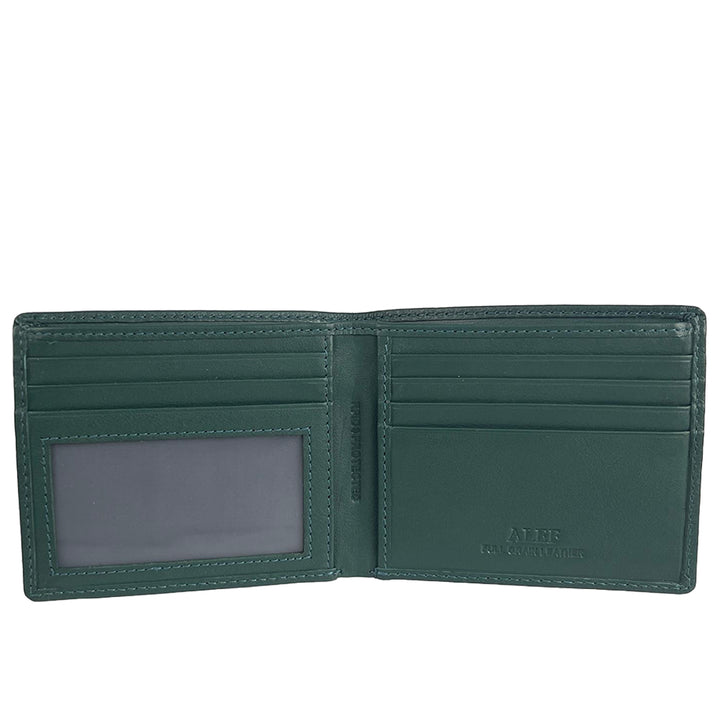 Alef Crosby Bifold Leather Wallet Card Window with RFID Protection (Black)