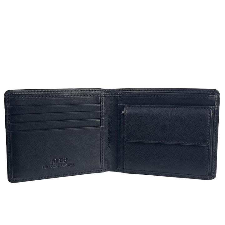 Alef Crosby Bifold Leather Men's Wallet with Window Card & Coin Compartment with RFID Protection (Petrol)